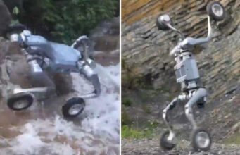 ROBOTI KINEZ LËVIZ NË TERRENE SHKËMBORE DHE PËRSHKON MBI 30 KILOMETRA ME NJË BATERI (VIDEO)