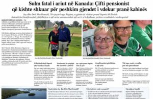 Sulm fatal i ariut në Kanada: Çifti pensionist që kishte shkuar për peshkim gjendet i vdekur pranë kabinës