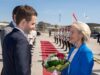 Mucunski priti von der Leyenin në aeroportin e Shkupit